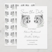 Save The Date Mariage Guépard Design Moderne Élégant Noir Blanc (Devant / Derrière)