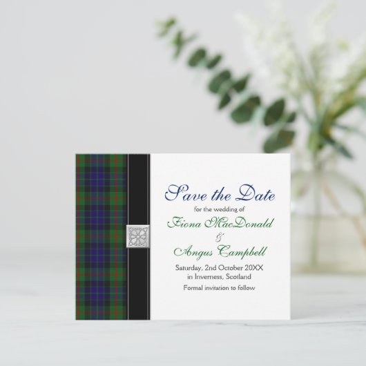 Save The Date Mariage Gunn Tartan moderne Enregistrer la date (Debout devant)