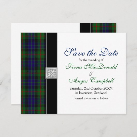 Save The Date Mariage Gunn Tartan moderne Enregistrer la date (Devant / Derrière)