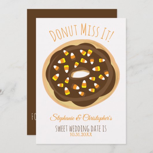 Save The Date Mariage Halloween Donut de Maïs Sucré (Devant / Derrière)