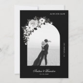 Save The Date Mariage Halloween noir photo de florale et d'arche (Devant)