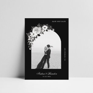 Save The Date Mariage Halloween noir photo gothique florale et v