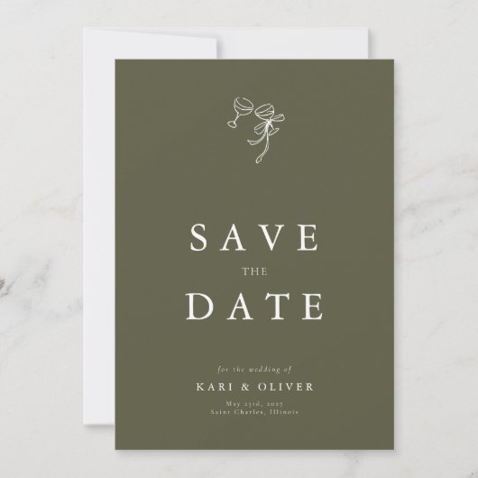 Save The Date Mariage HEIDI Olive (Devant)