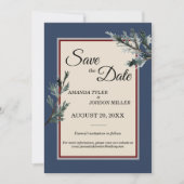 Save The Date Mariage Hiver Bleu Pin Enregistrer La Date (Devant)