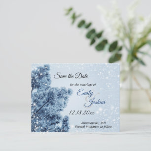 Save The Date Mariage hivernal enneigé aux pins
