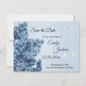 Save The Date Mariage hivernal enneigé et pins (Devant)