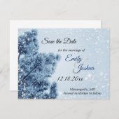 Save The Date Mariage hivernal enneigé et pins (Devant / Derrière)