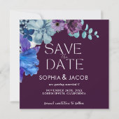 Save The Date Mariage hivernal Magenta floral vif et audacieux (Dos)