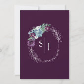 Save The Date Mariage hivernal magenta floral vif et audacieux (Dos)