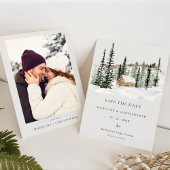 Save The Date Mariage hivernal Snowy Pine Tree Enregistrer la da