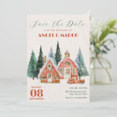 Save The Date Mariage hivernal Vintage classique (Debout devant)