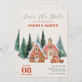 Save The Date Mariage hivernal Vintage classique (Devant / Derrière)