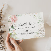 Save The Date Mariage horizontal de feuillage vert or