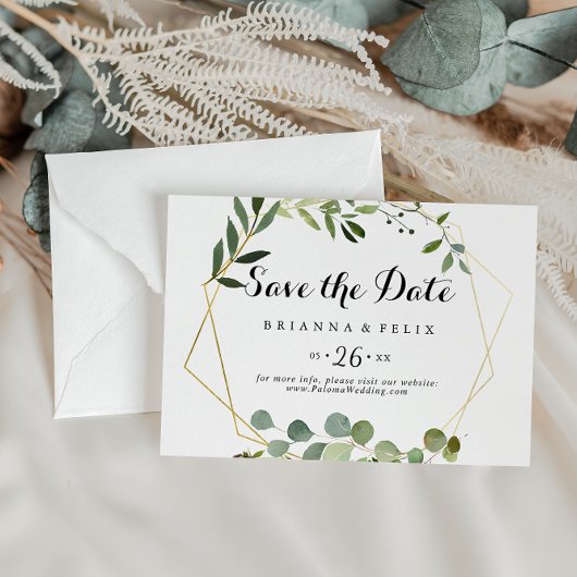 Save The Date Mariage horizontal géométrique Tropical Gold