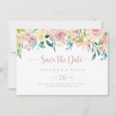 Save The Date Mariage horizontal rose Gold Spring (Devant)