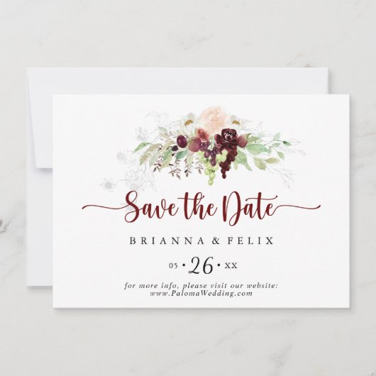 Save The Date Mariage horizontal simple couleur classique (Devant)