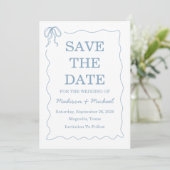 Save The Date Mariage Illustré Bleu Dessiné à la Main de manière (Debout devant)