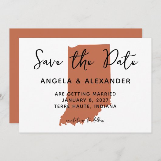 Save The Date Mariage Indiana Terracotta (Devant / Derrière)