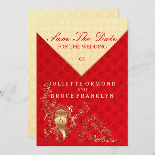Save The Date Mariage Indien - Enregistrer La Date (Devant / Derrière)