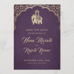 Save The Date Mariage Indien, Enregistrer La Date, Bleu, Or, Gan