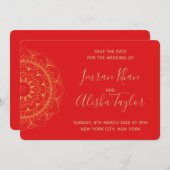 Save The Date Mariage indien Mehendi Sauvez la date hamsa Henna (Devant / Derrière)