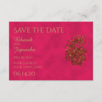 Mariage indien rose et or Enregistrer la date