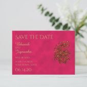 Save The Date Mariage indien rose et or Enregistrer la date (Debout devant)