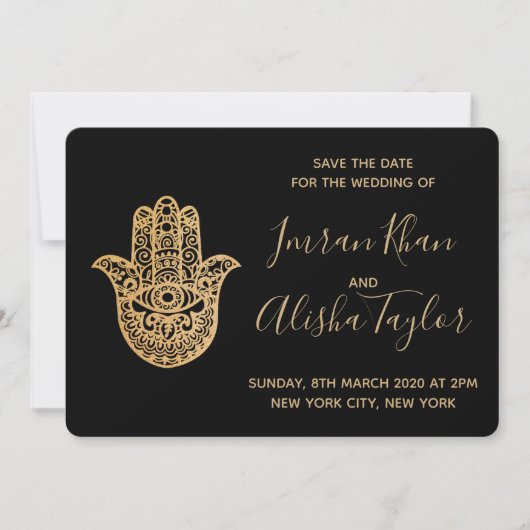 Save The Date Mariage indien Sauvegarder la date Hamsa or Henna (Devant)