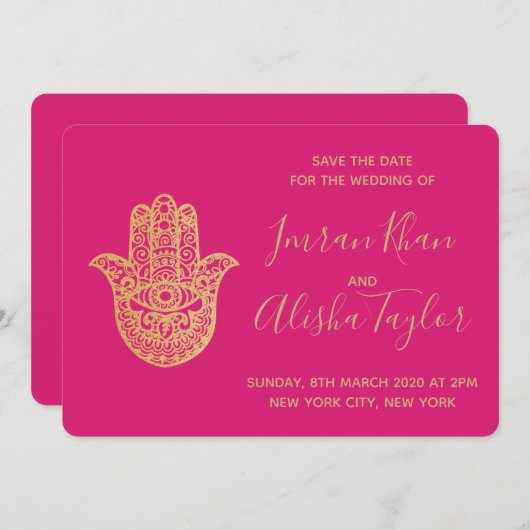 Save The Date Mariage indien Sauvegarder la date Hamsa or Henna (Devant / Derrière)