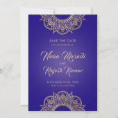 Save The Date Mariage indien, Save the Date, Purple et Gold (Devant)