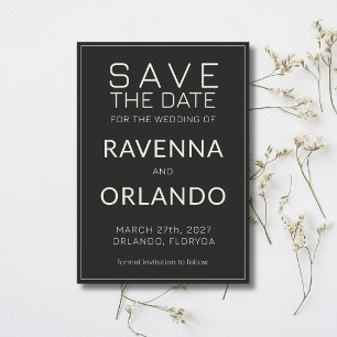 Save The Date Mariage Intemporel en Noir et Ivoire
