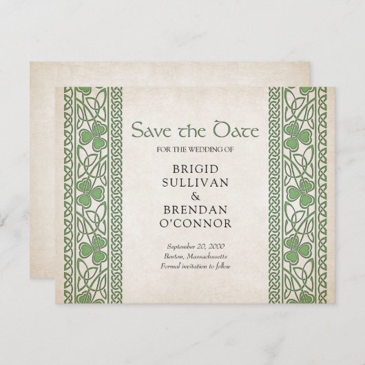 Save The Date Mariage irlandais de St. Patrick (Devant / Derrière)