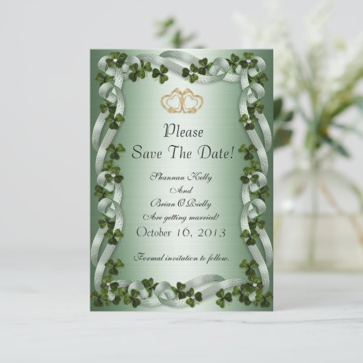 Save The Date Mariage irlandais enregistrer la date shamrocks et (Debout devant)