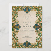 Save The Date Mariage islamique baroque émeraude (Devant)