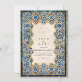 Save The Date Mariage islamique bleu royal (Devant)