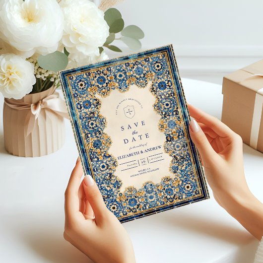 Save The Date Mariage islamique bleu royal