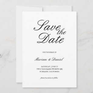Save The Date Mariage islamique élégant classique noir et blanc