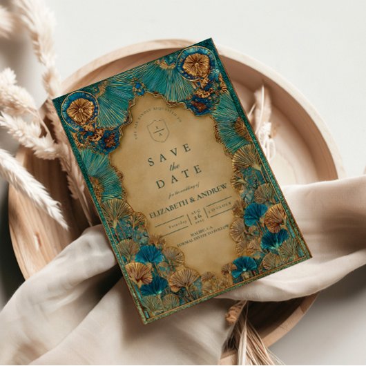 Save The Date Mariage Islamique Émeraude Or