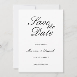 Save The Date Mariage Islamique Noir Blanc Écriture Élégante Cla