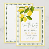Save The Date Mariage Italien Citron Jaune Citrus (Devant / Derrière)