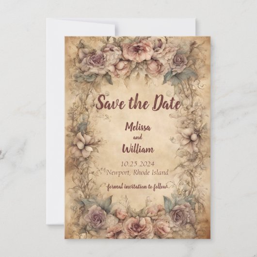 Save The Date Mariage italien vintage (Devant)