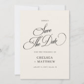 Save The Date Mariage Ivory & Black Classic Script & Photo (Devant)