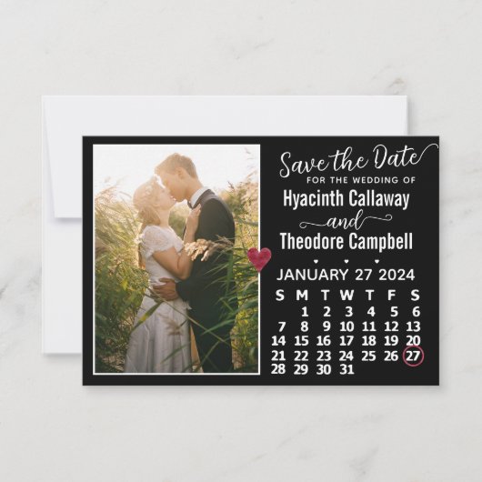 Save The Date Mariage Janvier 2024 Calendrier Photo personnalisé (Devant)