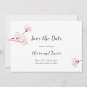 Save The Date Mariage japonais Sakura en fleurs de cerisier rose (Devant)