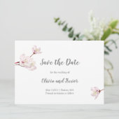 Save The Date Mariage japonais Sakura en fleurs de cerisier rose (Debout devant)