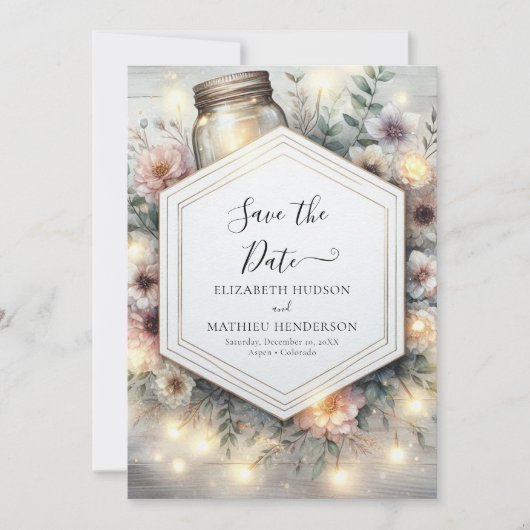 Save The Date Mariage Jar Mason de champ modifiable (Devant)