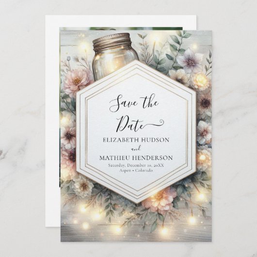 Save The Date Mariage Jar Mason de champ modifiable (Devant / Derrière)
