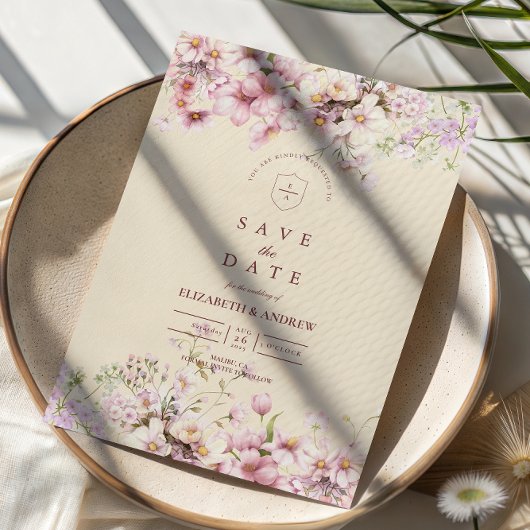 Save The Date Mariage Jardin Floral Rose