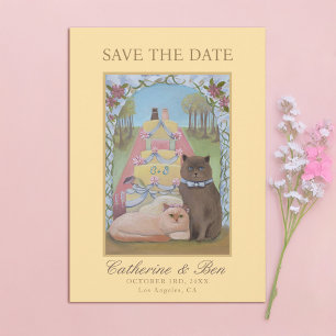 Save The Date Mariage Jaune Enregistrer La Date Couple Chat