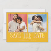 Save The Date Mariage Jaune Moderne à 2 Photos (Devant)